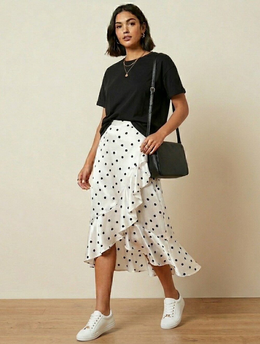 New Topshop Polka Dot Satin Wrap Midi Skirt Size 10US
